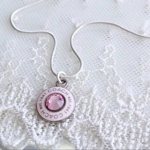 Coach BCA Pink Crystal Charm Necklace